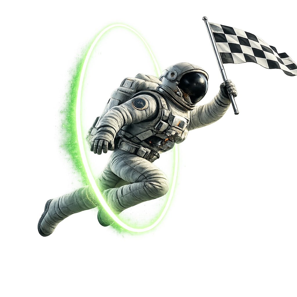 Astronaut passing through circle